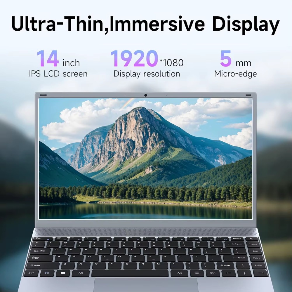 Professional 14" Laptop with J3710, 8GB RAM, 256GB SSD, Windows 11 - Ideal for Students and Business
