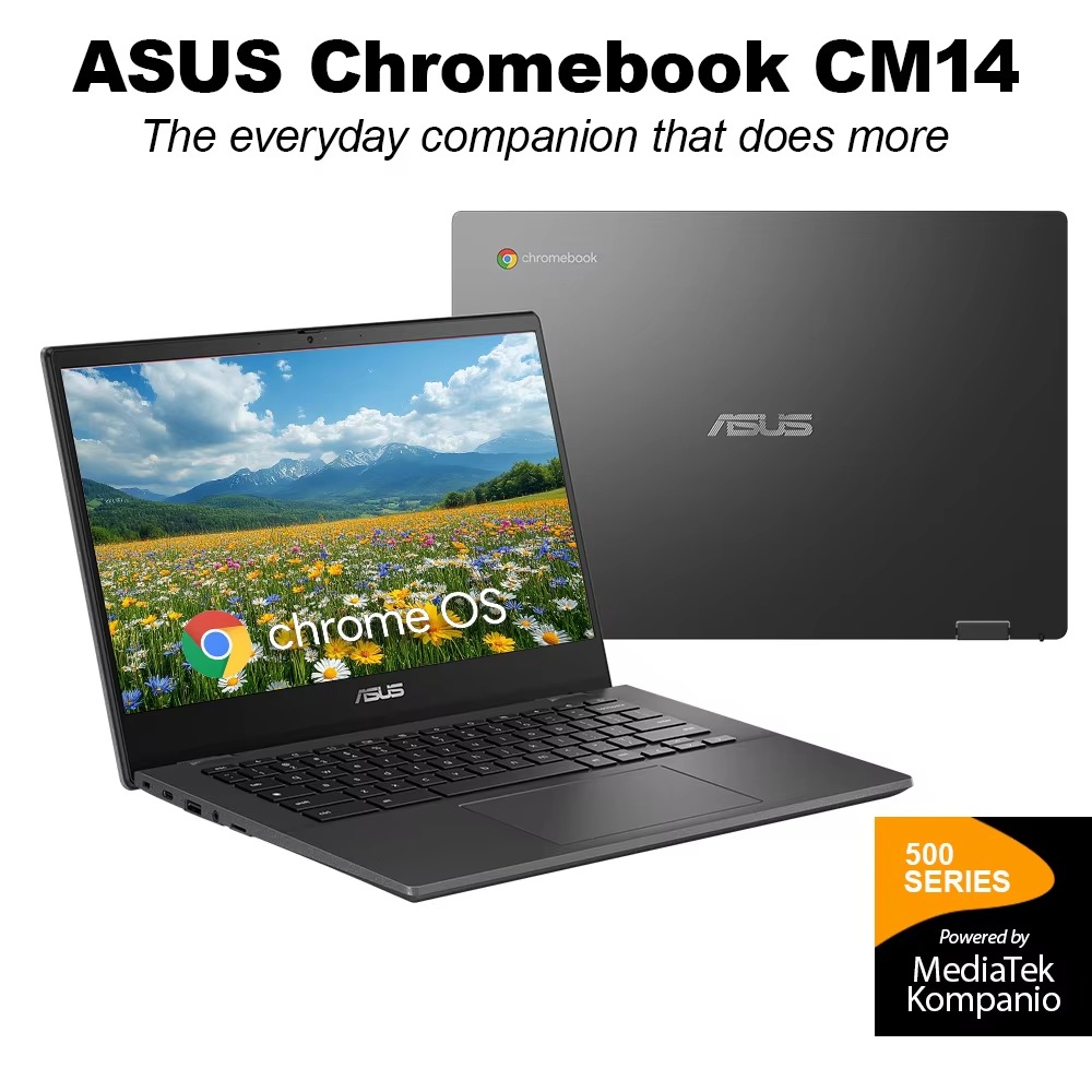 ASUS Chromebook CM1402 14" FHD Laptop, MediaTek Kompanio 520, 4GB RAM, Up to 320GB Storage