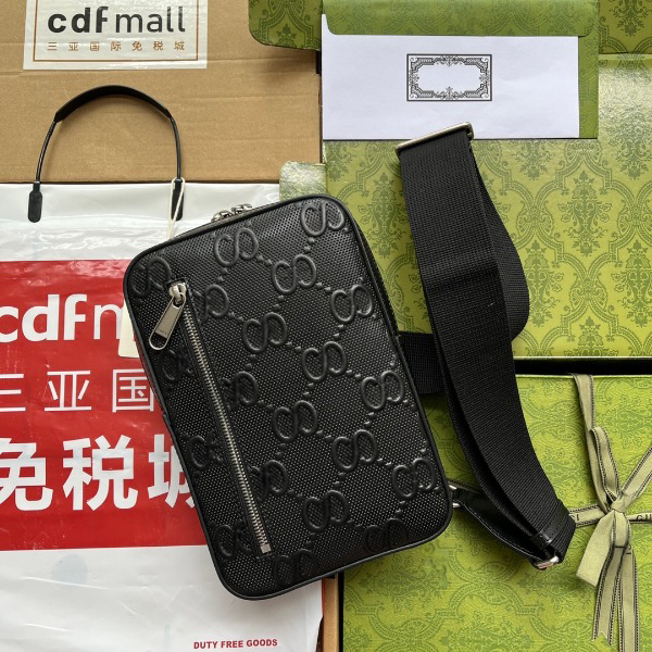 G Men's Black Embossed Sling Backpack