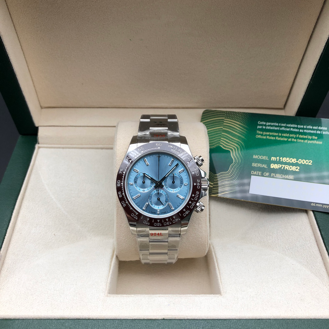 Clean Factory AAA Daytona Ice Blue Baguette Dial Platinum Bracelet