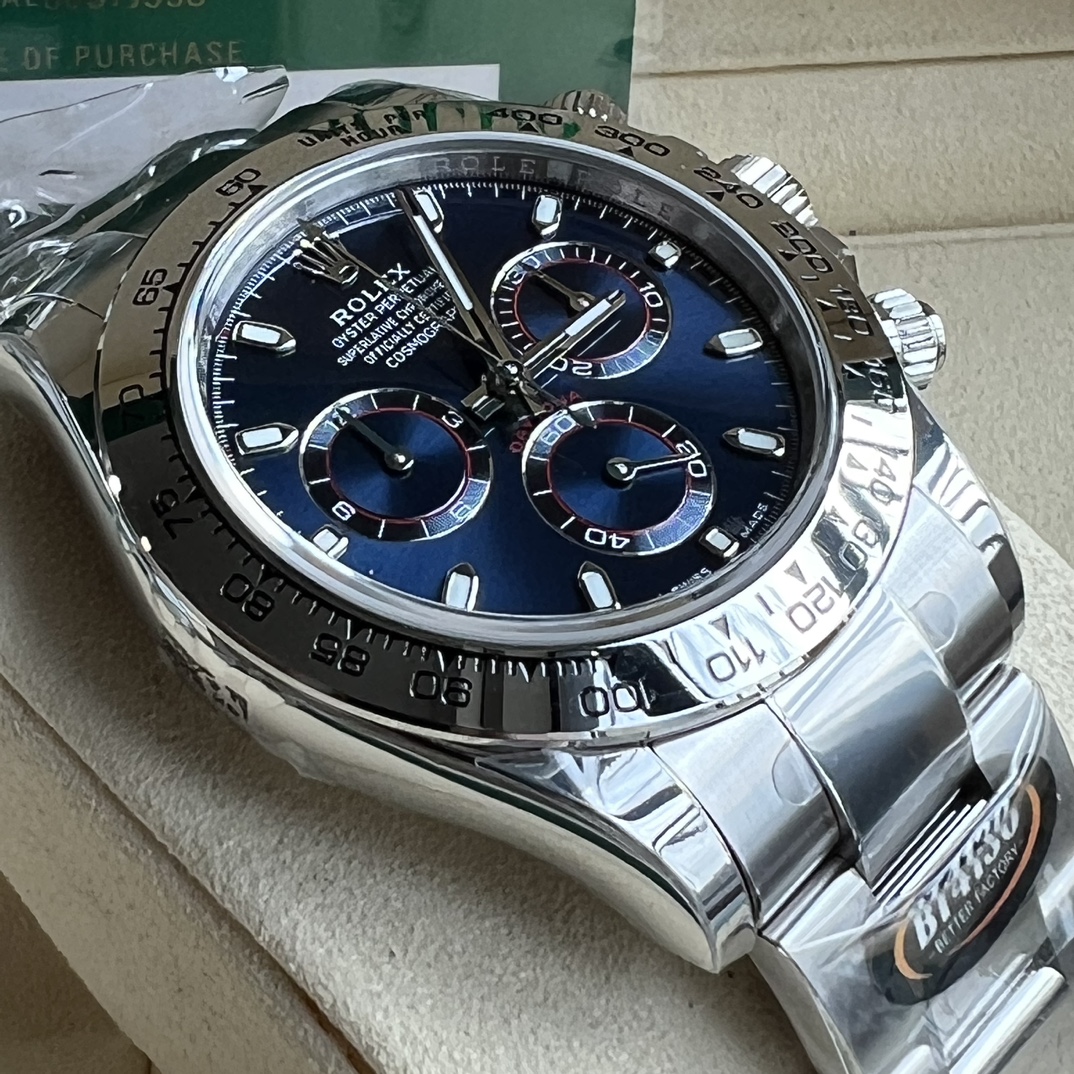 Clean Factory AAA Daytona Chronograph Stainless Steel Blue Dial