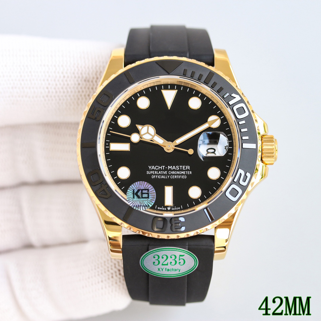 Yacht-Master 42mm Yellow Gold OysterFlex Rubber Strap
