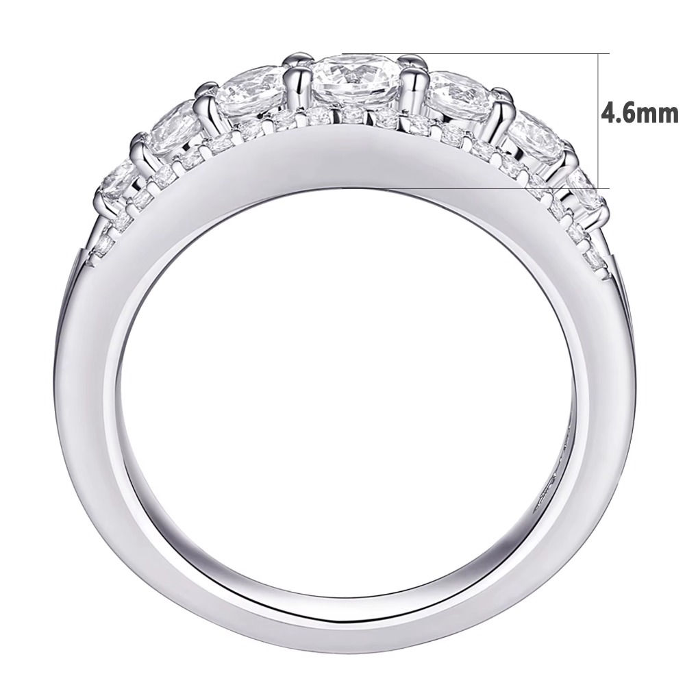 Newshe 925 Sterling Silver Eternity Wedding Band, 1.1ct Round White AAAAA Cz, Size 4-13