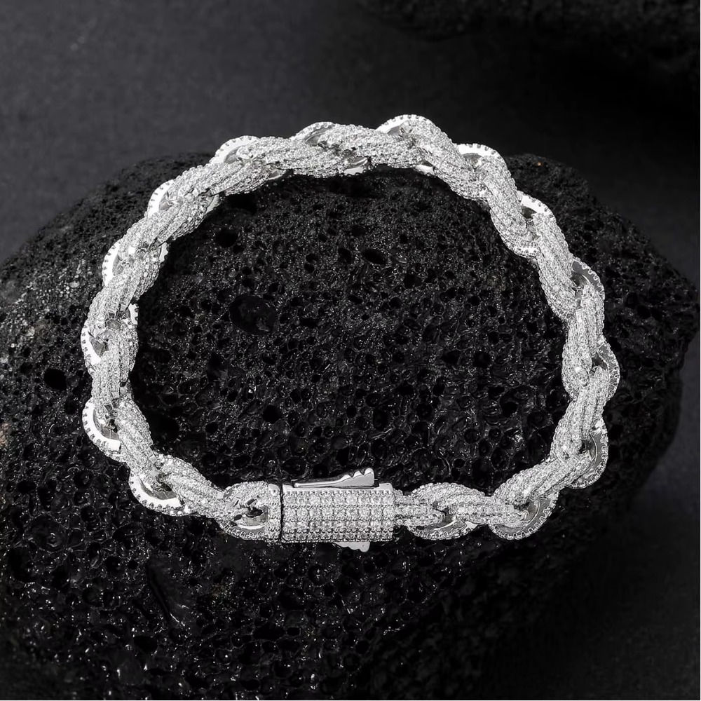 Aokaishen 8MM Rope Chain Women Bracelet Real Gold Plated Hip Hop Jewelry 2024 New Arrivals