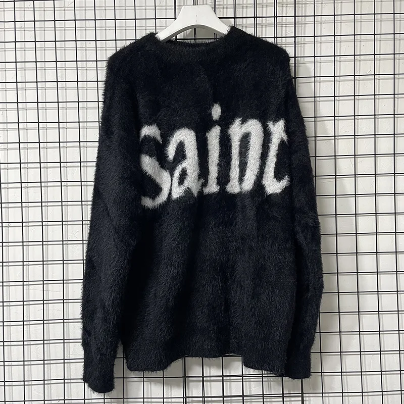 Classic Letter Logo Jacquard Saint Sweater Men Women