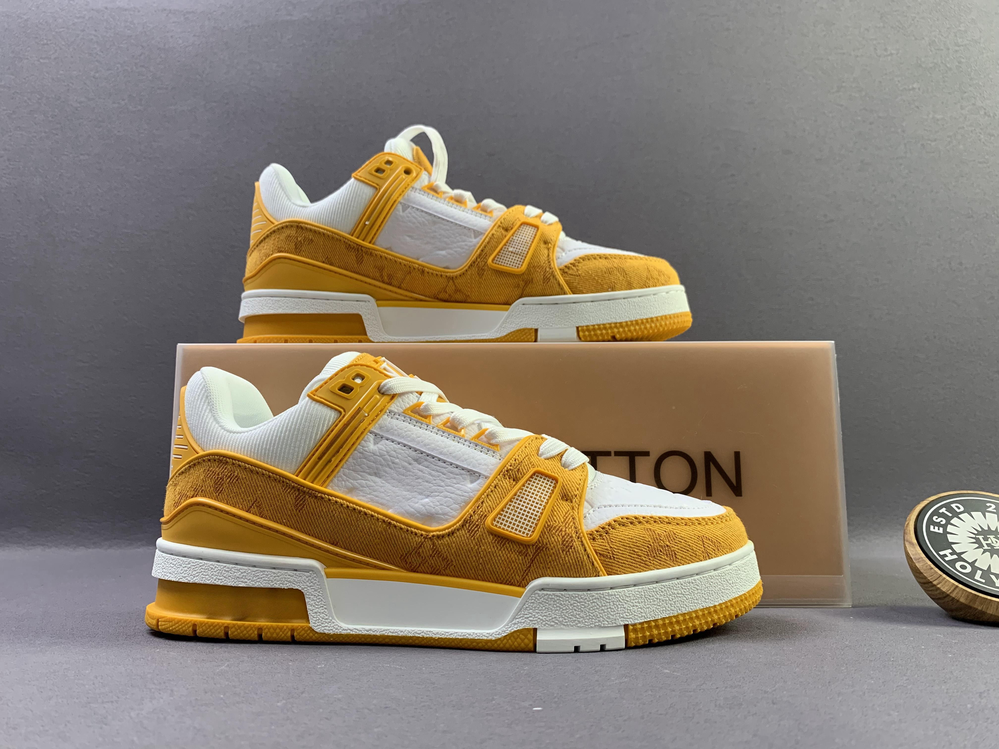 L Trainer Low 'Yellow Monogram Denim' Sneaker