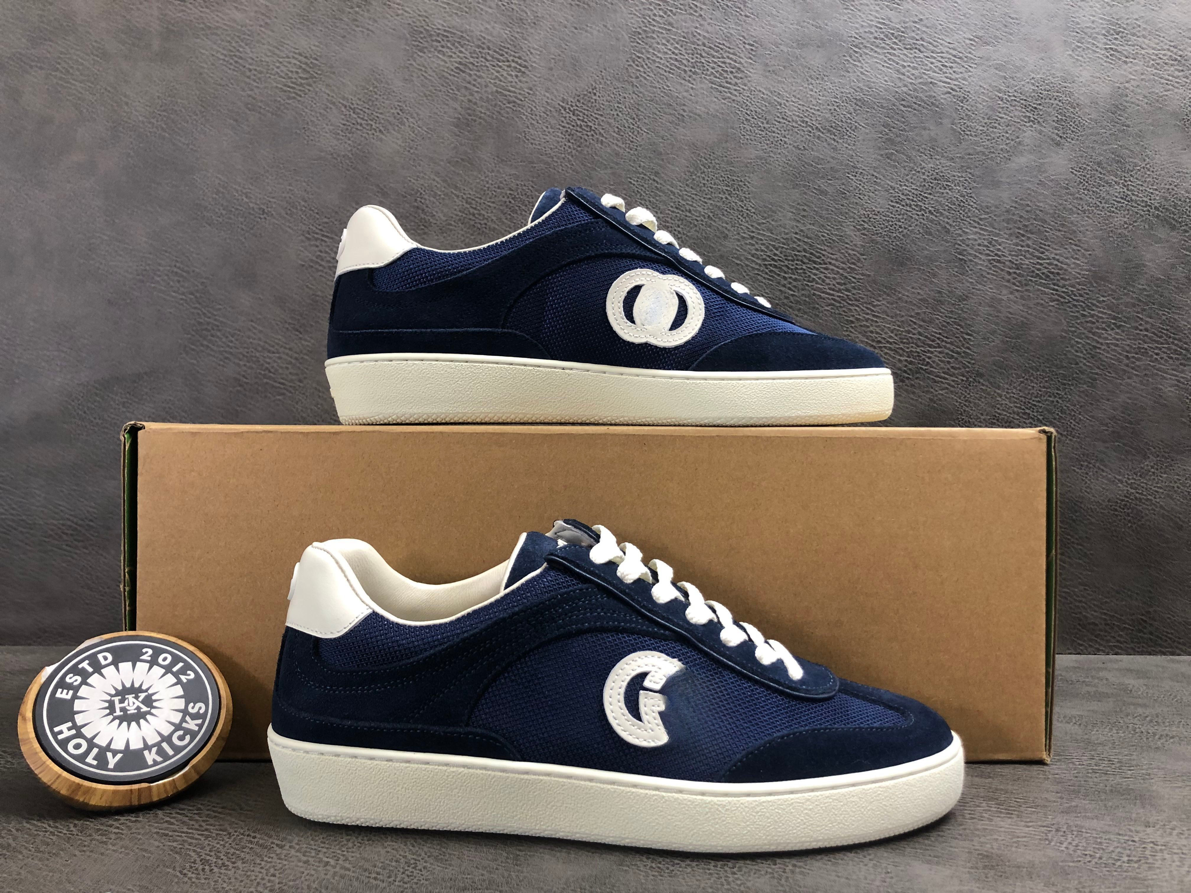 G75 Retro Low-Top Sneakers – Blue Suede & Mesh
