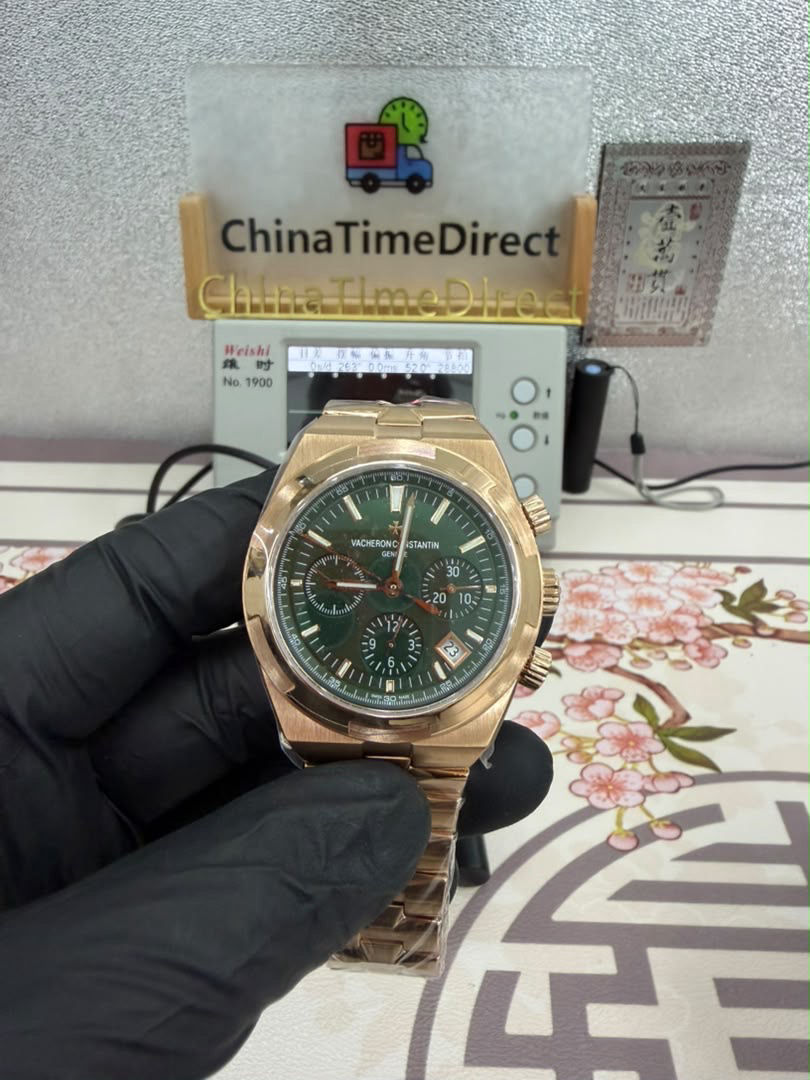 Vacheron Constantin Overseas Chronograph 18k Rose Gold Lacquered Green Dial